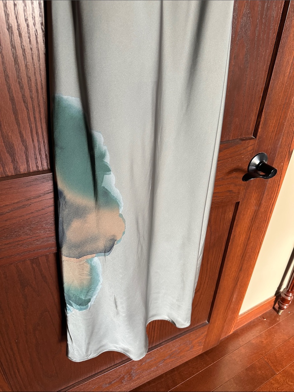 Hutch Lisa Silk Slip Maxi Dress in Soft Sage with Watercolor Floral size XL - Picture 9 of 12